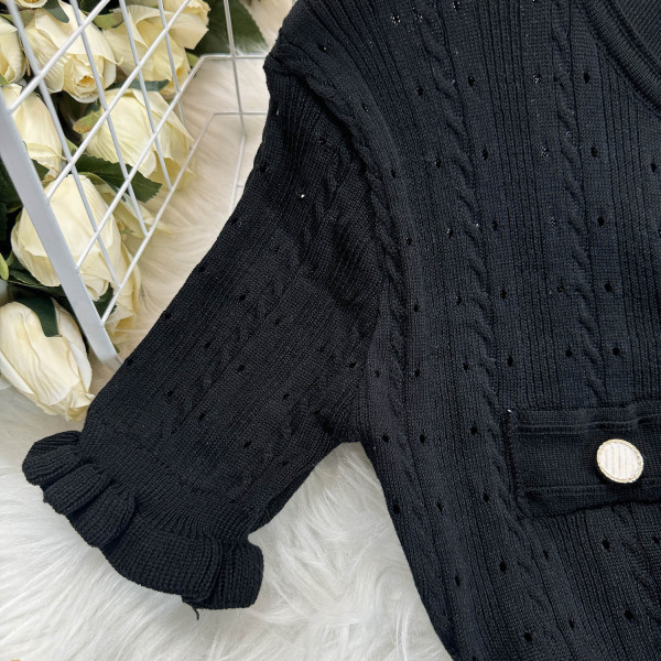 Hollow out slim fit and slimming knitted dress 855356816393