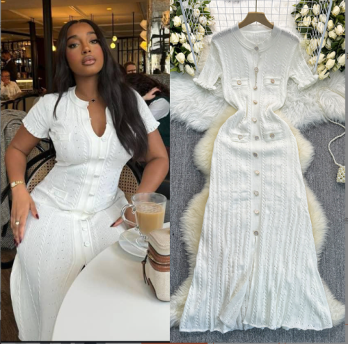 Hollow out slim fit and slimming knitted dress 855356816393