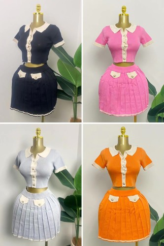 Women's knitted cardigan and skirt