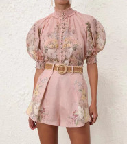 Short shirt top shorts with belt set Short shirt top shorts with belt set