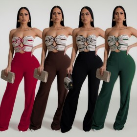 Handmade woven strapless and backless jumpsuit