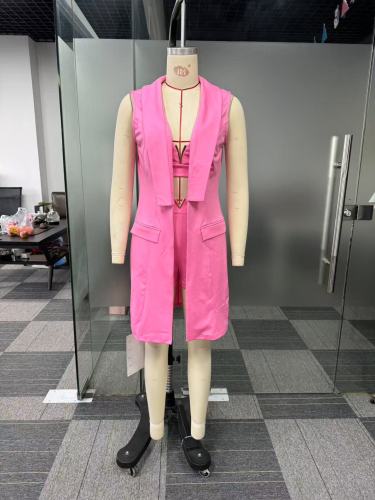 3-piece vest lapel suit cardigan set