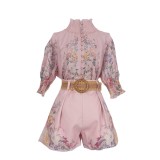 Short shirt top shorts with belt set