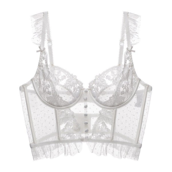Ultra thin fishbone lace back lingerie and bra