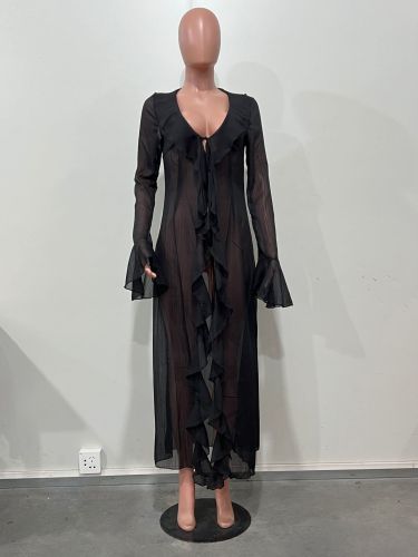 Long sleeved lace cardigan beach bikini sunscreen cover