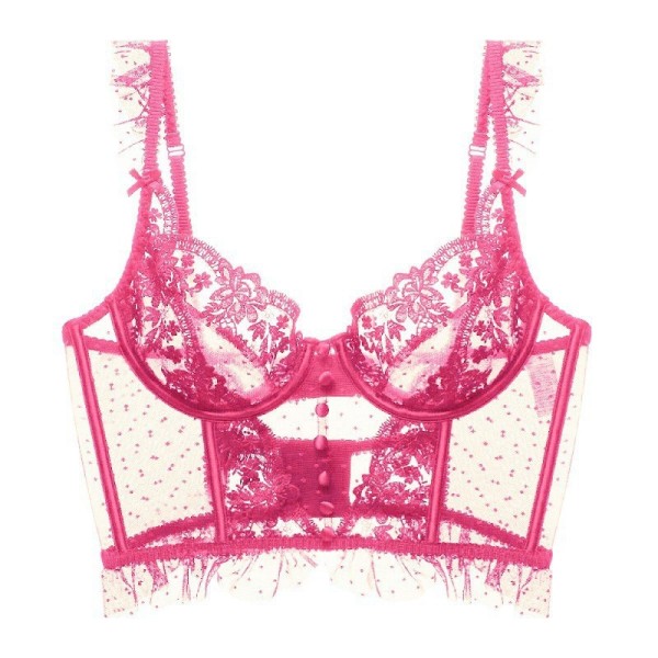 Ultra thin fishbone lace back lingerie and bra