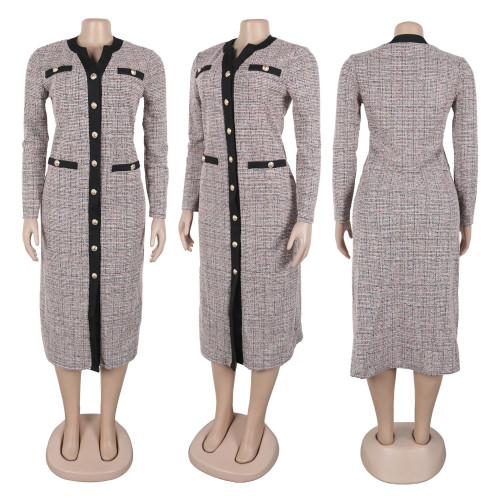 Knitted small fragrant style slim fit dress