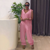 Loose strap ankle jumpsuit