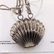 Shell bag diagonal cross bag double chain pearl waist bag