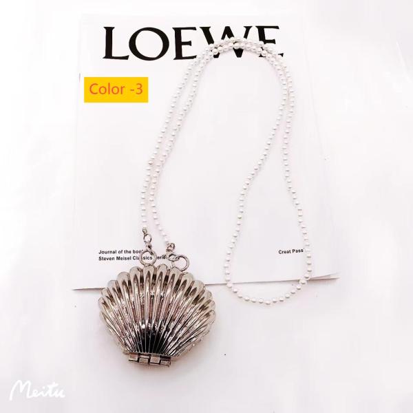 Shell bag diagonal cross bag double chain pearl waist bag
