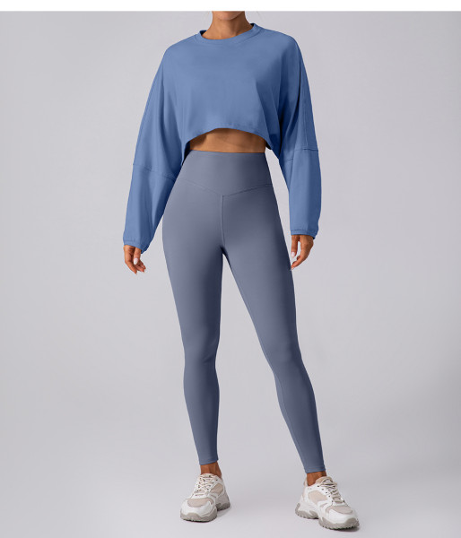 Round neck sweatshirt T-shirt loose long sleeved top long pants set