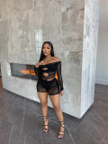 Fun hollowed out perspective mesh clothing high elasticity jumpsuit