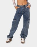 High waisted elastic waistband, loose waistband, wide leg workwear, multi pocket jeans