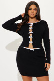 High elasticity knitted short skirt set