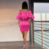 One shoulder feather elastic hip hugging dress