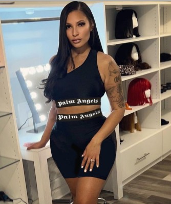 Printed tight fitting sports shorts set