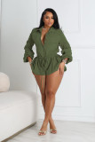 Solid color workwear lantern jumpsuit