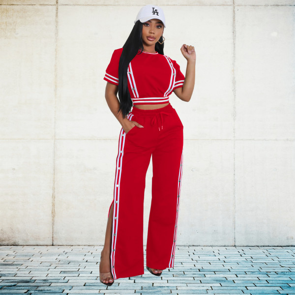 Wide leg loose pants two-piece set