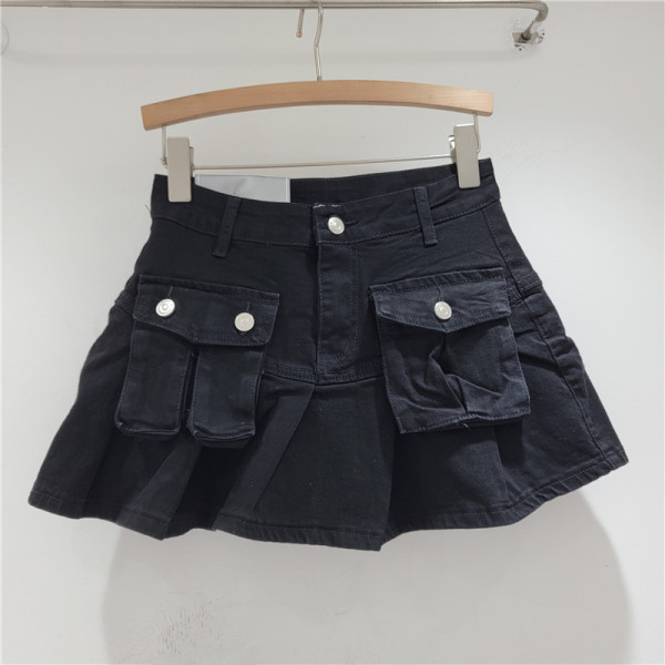 Retro high waisted anti glare A-line pleated skirt