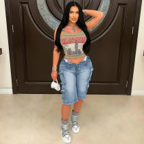 Loose large pocket wash shorts