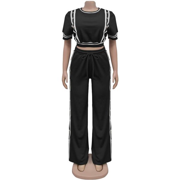 Wide leg loose pants two-piece set