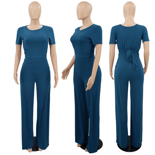 Two piece set of casual top and pants