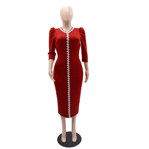 Lace pencil skirt with high waist and hip hugging dress