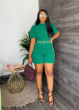 Round neck waist cinching jumpsuit