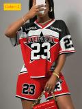Letter printed shorts sports suit