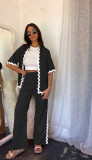 Single breasted lace patchwork pants shirt jacket