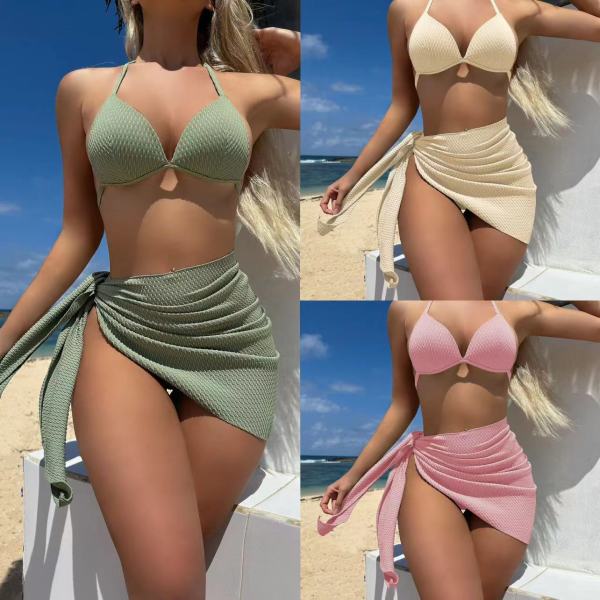 High waisted swimsuit bikini three piece swimsuit set