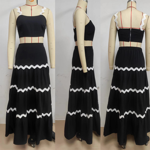 Ripple strapless oversized swing suit skirt