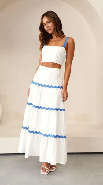 Ripple strapless oversized swing suit skirt