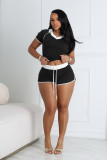 Sports high stretch yoga fabric pressure strip V-neck two-piece set