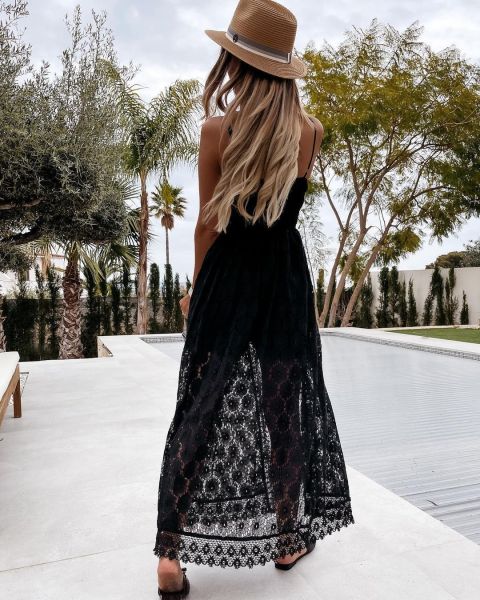 Hanging strap splicing jumpsuit with hollowed out jumpsuit