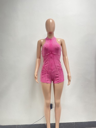 Zipper stir fried and washed used jumpsuit