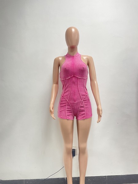 Zipper stir fried and washed used jumpsuit