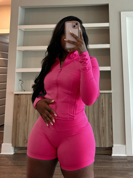 Sports tight fitting long sleeved shorts two-piece set