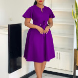 Strap short sleeved plus size dress