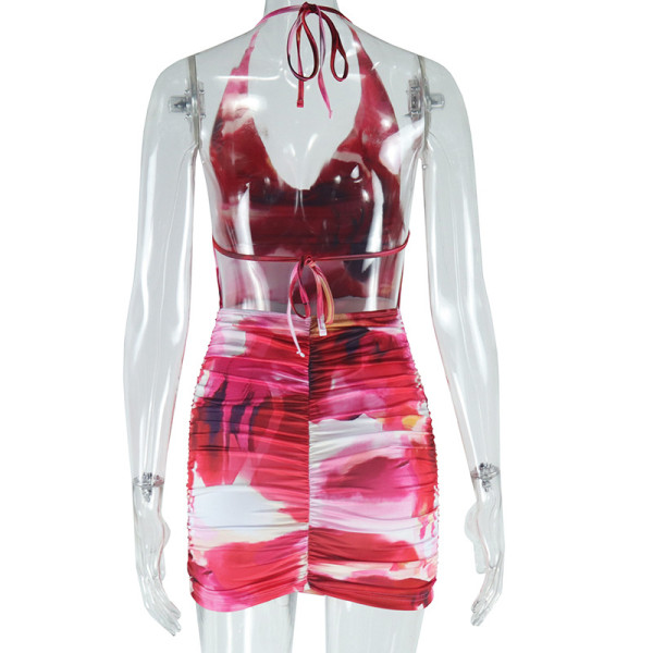 Fashionable Printed Dress, Sexy Backless Bodyress JD300371