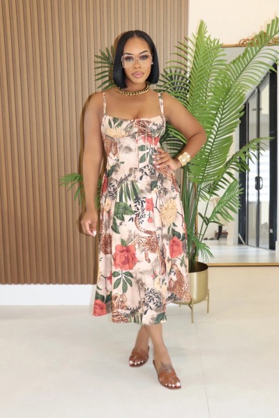 Split printed camisole dress