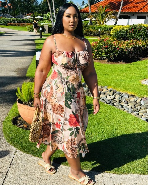 Split printed camisole dress