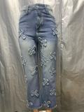 Retro washed denim hip-hop jeans MQR739040785466