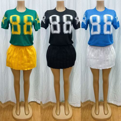 Casual Knitted Short Sleeve Skirt