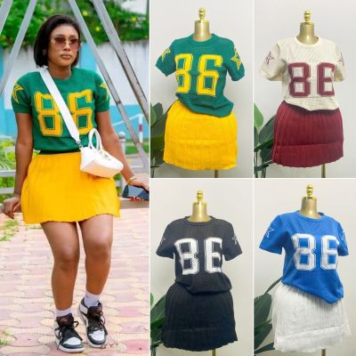 Casual Knitted Short Sleeve Skirt