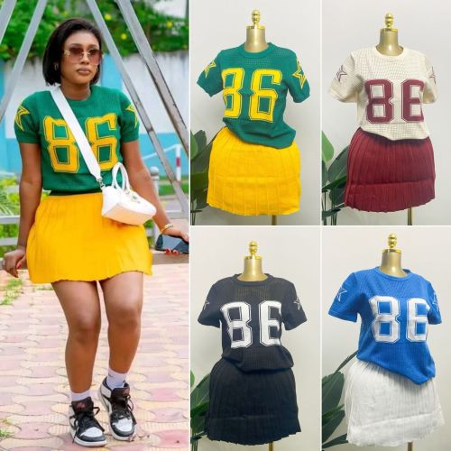 Casual Knitted Short Sleeve Skirt