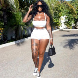 Strap strapless shoulder strap printed letter shorts set