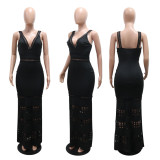 V-neck buttock burning flower hollow buttock dress