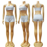 Strap strapless shoulder strap printed letter shorts set
