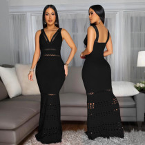 V-neck buttock burning flower hollow buttock dress V-neck buttock burning flower hollow buttock dress